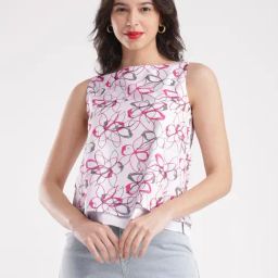 Fablestreet White & Pink Cotton Printed Top-picture-21