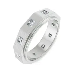 EMORI White Gold Elijah Princess Cut Wedding Band-image-58