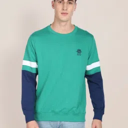 U.S. Polo Assn. Teal Cotton Regular Fit Colour Block Sweatshirt image 1