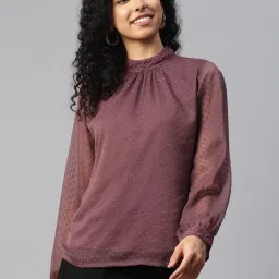 Melon by PlusS Purple Self Pattern Top image 1