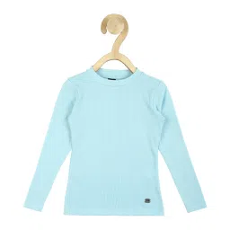 Peter England Kids Sky Blue Solid Full Sleeves T Shirt image 1