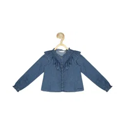 Peter England Kids Blue Solid Full Sleeves Top image 1