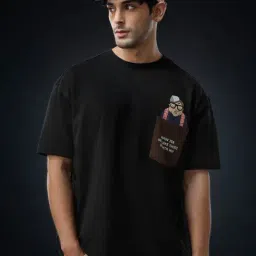 The Souled Store Black Cotton Graphic T-Shirt-picture-18