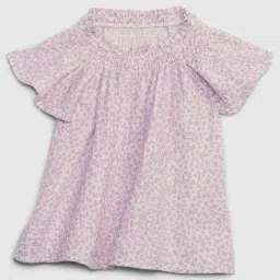 GAP Girls Purple Cotton Floral Top-image-3