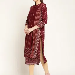 Cantabil Maroon Printed Straight Kurti image 3