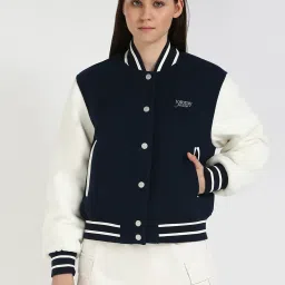 TOMMY HILFIGER Blue Polyester Solid Full Sleeves Jacket image 1