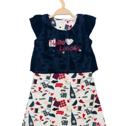 Peppermint Kids Navy & White Printed Dress image 1