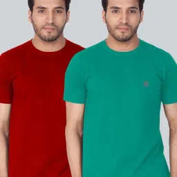Lux Nitro Red & Sea Green Regular Fit T-Shirt Pack of - 2 image 1