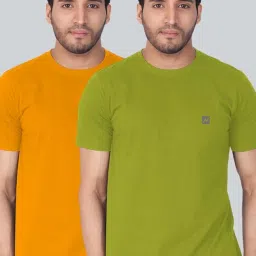 Lux Nitro Yellow & Olive Green Regular Fit T-Shirt Pack of - 2 image 1