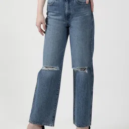 Wrangler Blue Distressed Relaxed Fit High Rise Jeans image 1