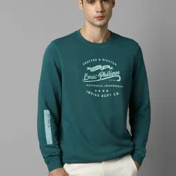 Louis Philippe Jeans Green Cotton Regular Fit Printed Sweatshirt image 1