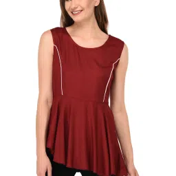 PATRORNA Maroon Regular Fit Peplum Top image 1