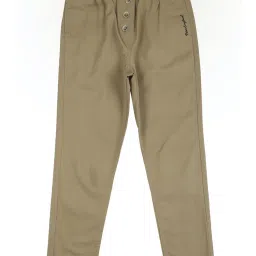 Peter England Kids Olive Solid Pants image 1