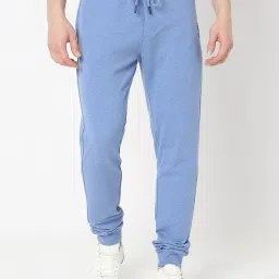 UnderJeans by Spykar Blue Melange Regular Fit Lounge Pants image 1