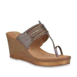 Rocia by Regal Women's Antique Gold Toe Ring Wedges-picture-17