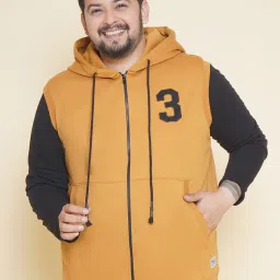 John Pride Brown Regular Fit Plus Size Hooded Sweatshirt image 1