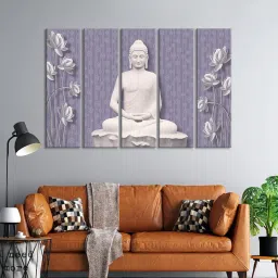 999Store Printed White MDF 5 Panels Wall Art image 1