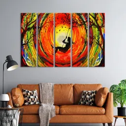 999Store Printed Multicolor MDF 5 Panels Wall Art image 1