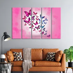 999Store Printed Pink MDF 5 Panels Wall Art image 1