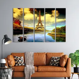 999Store Printed Multicolor MDF 5 Panels Wall Art image 1