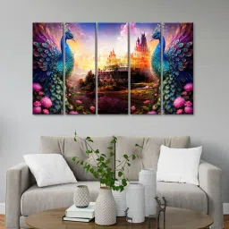 999Store Printed Multicolor MDF 5 Panels Wall Art image 1