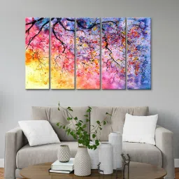 999Store Printed Multicolor MDF 5 Panels Wall Art image 1