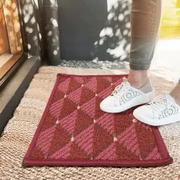 Bianca Maroon & Red Nylon Stripe Door Mat (Small) image 1