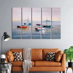 999Store Printed Grey MDF 5 Panels Wall Art image 1