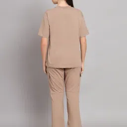 GRIFFEL Light Brown Printed T-Shirt With Track Pants image 2