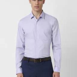 Peter England Purple Cotton Skinny Fit Printed Shirts image 1