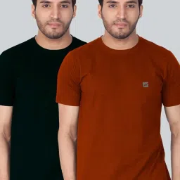 Lux Nitro Green & Rust Regular Fit T-Shirt Pack of - 2 image 1