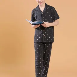 Lil Tomatoes Kids Charcoal Grey Printed Shirt Set image 1