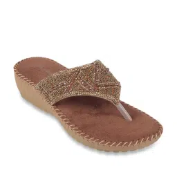 Walkway Women's Antic Gold Thong Wedges image 1