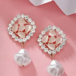 Karatcart Gold-Tone Plated Peach Earrings for Women-image-21