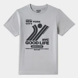 R&B Boys Grey Cotton Graphic Print T-Shirt-picture-19