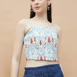 Colour Me By Melange Blue Regular Fit Printed Top image 1