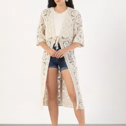 showoffff SHOWOFF Beige Cotton Self Shrug image 1