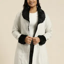 Qurvii + Off White Fleece Long Jacket image 1