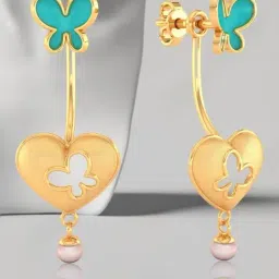 P.C. Chandra Jewellers 22KT Yellow Gold Heart-shaped Dangler Hanging Earrings-image-29