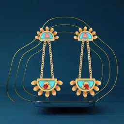 P.C. Chandra Jewellers 14KT Yellow Gold Earrings With Magnificent Sunrise Shaped Design-picture-28