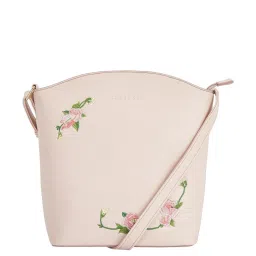 Caprese Elsy Powder Pink Faux Leather Floral Sling Handbag image 1