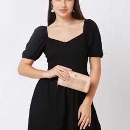 Caprese Avery Blush Faux Leather Checks Zip Around Wallet image 1