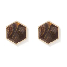 Forever New Brown Halle Hexagon Stone Stud Earring image 1