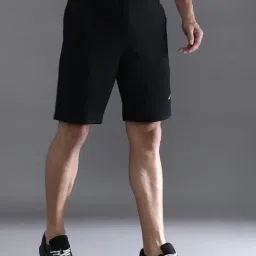 Crocodile Black Cotton Solid Regular Fit Shorts image 3
