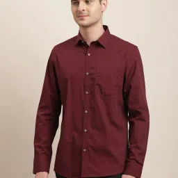 Turtle Maroon Cotton Slim Fit Shirt image 1
