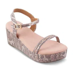 Tresmode Women's Pink Ankle Strap Wedges image 1