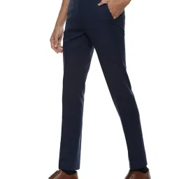 Van Heusen Navy Slim Fit Flat Front Trousers image 3