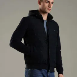 Tommy Hilfiger Navy Cotton Regular Fit Puffer Jacket image 3