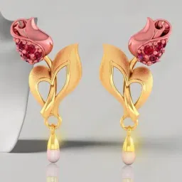 P.C. Chandra Jewellers 18KT Yellow Gold Earrings With Rose Design-image-96