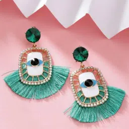 Karatcart Gold-Tone Plated Green Earrings for Women-image-65